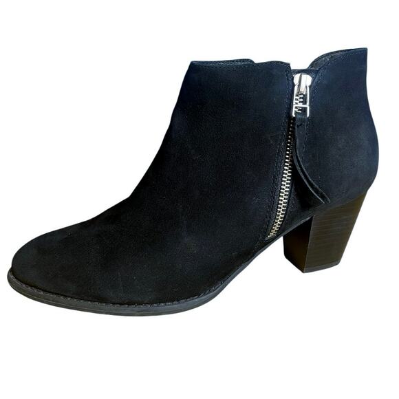 Vionic Sterling Black Suede Zip Heeled Bootie Women's Size 9.5 - Picture 1 of 8